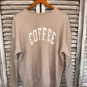COFFEE Graphic Pullover Sweatshirt - Taupe